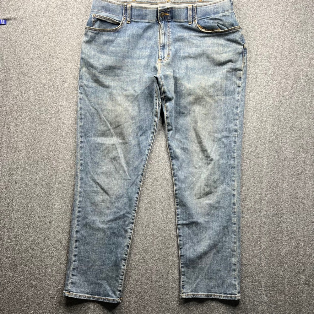 Lee Jeans Mens 40x32 Blue Light Wash Straight Leg Stretch Denim